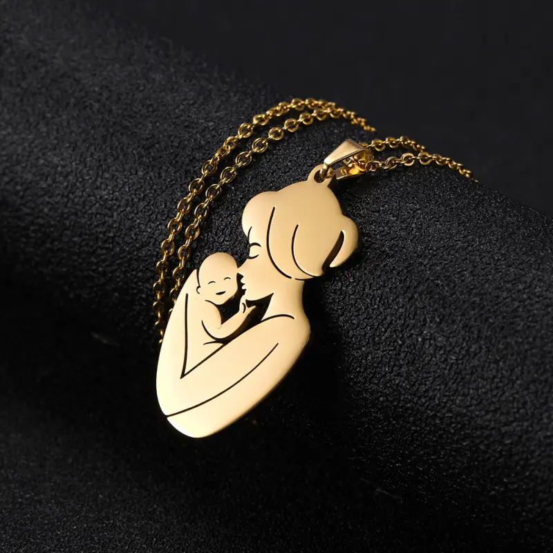 Mother and Baby Women Heart Necklace - Pregnancy New Mother Baby Shower Mom