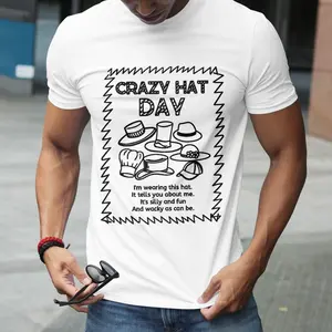 Crazy Hat Day Graphic T-Shirt – Fun Hat Lover Tee, Oversized Casual Shirt