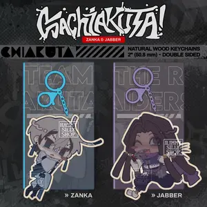 Gachiakuta Zanka & Jabber Wood Acrylic keychain, durable, perfect for attaching to bags, keys, or as a gift.