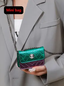 Ladies' shoulder crossbody bag, color blocked shoulder bag, hardware chain, diamond grid flip cover, fashionable, versatile, exquisite and trendy, suitable for daily travel, work, commuting, shopping, dating, ladies' crossbody bag, Flap Crossbody Purse