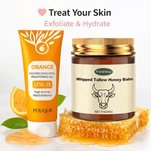 Valentine’s Day Jumpstart Sale Skincare Duo – Orange Exfoliating Gel & Grass-Fed Beef Tallow Honey Balm, Gentle Peeling, Deep Hydration, Glowing Skin for Face & Body