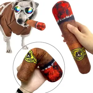 Juguetes Divertidos para mascotas, cigarro de peluche de humo grande, sonido chirriante, cigarrillos falsos, juguetes para masticar, juego interactivo Molar, resistente a las mordeduras
