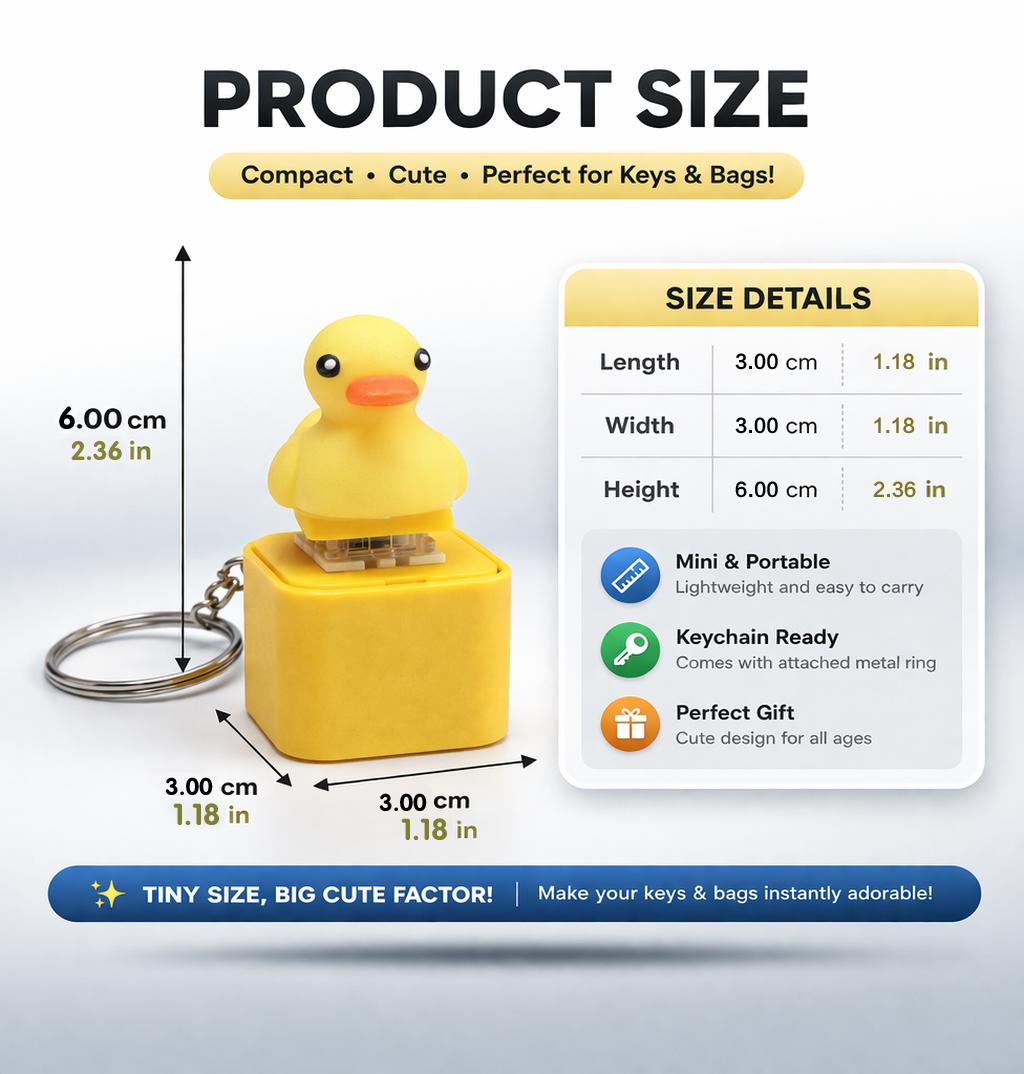 Quacking Duck ASMR Fidget Toy | Rechargeable Light-Up Keychain Gift