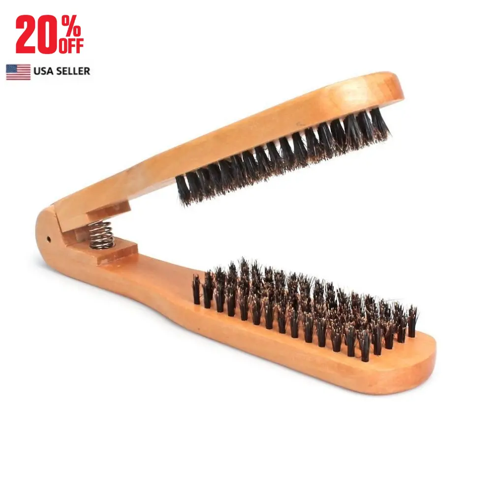 DIY Salon Hairdressing Hair Straightener Wooden Anti-static Dual-Brush Comb