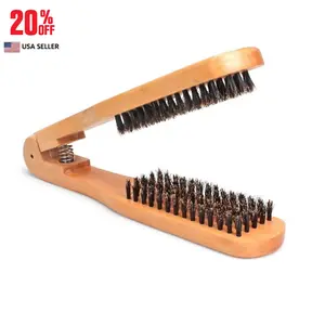 DIY Salon Hairdressing Hair Straightener Wooden Anti-static Dual-Brush Comb