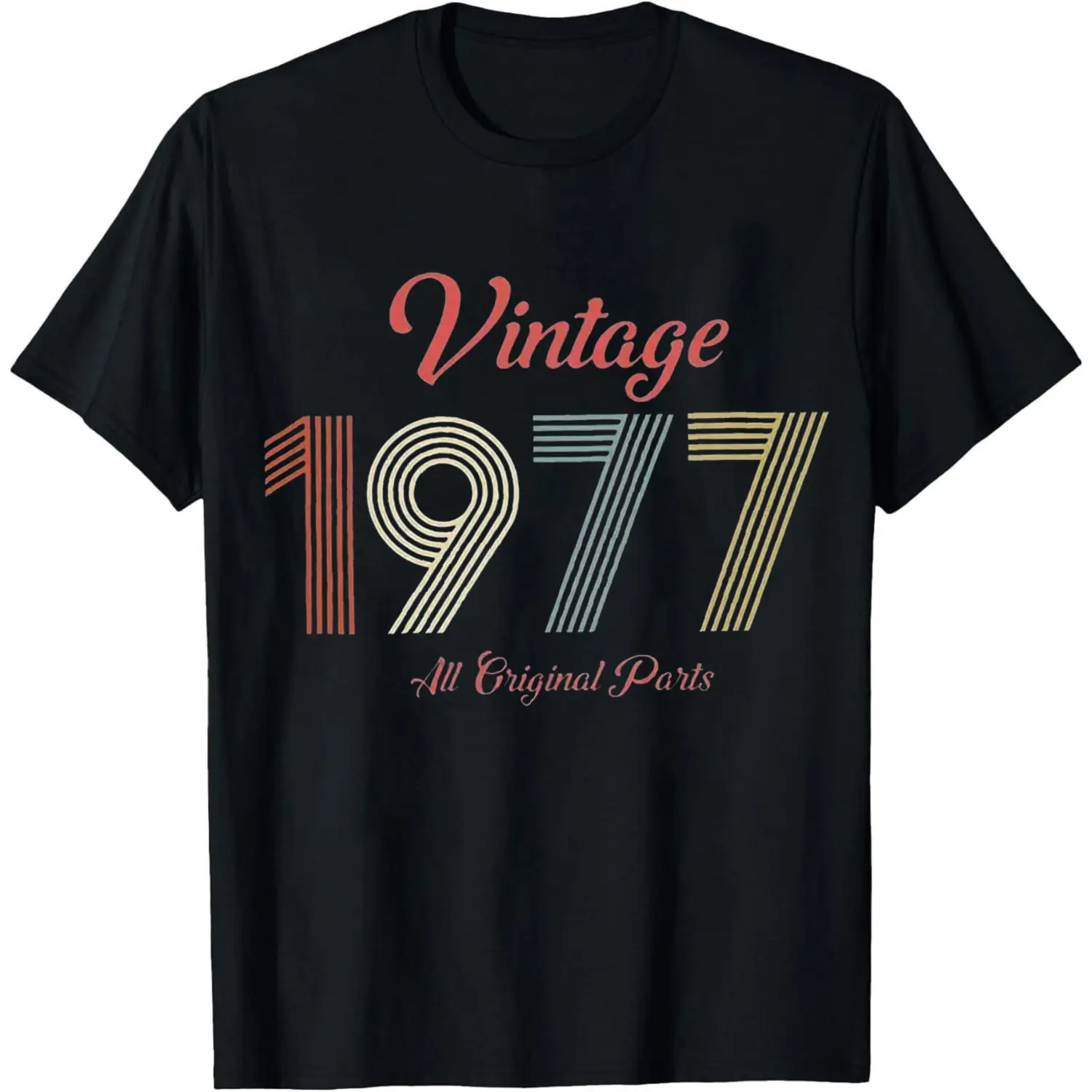 100% Cotton Vintage 1977 All Original Parts T-Shirt Women Men Unisex Clothing Streetwear