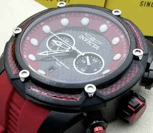 Invicta Men's Bolt Black - Red Dial Chronograph Red Polyurethane Strap 52mm Watch - Authorized Dealer