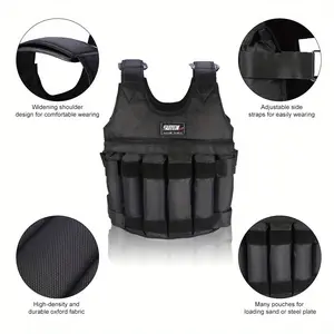 Weighted Vest, Max Loading 110lbs, Adjustable Weight Vest, Fitness Exercise Vest Strength Training Vests Boxing Jacket Workout Equipment for Men Women Sport Running Jogging Workout (with 12 Empty Sandbags, Without Steel Plate Or Sand)