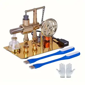 Stirling Engine Engine Generator Kit - Single Cylinder, Stainless Steel Construction Pneumatic Design Educational Physical Science Experiment Model for Learning And Invention Enthusiasts Holiday Gifts
