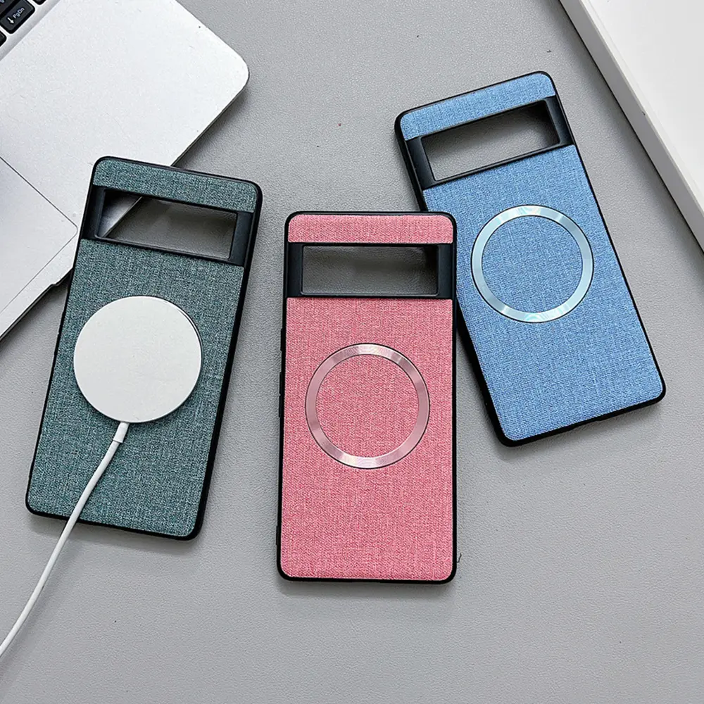 Luxury Plain Canvas Magnetic Phone Case for Google Pixel 9 8 7 6 Pro 8A 7A 6A 6XL 5A For Magsafe Wireless Charging Back Cover