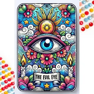 The Evil Eye Pattern DIY Diamond Arts Colorful Painting Kit without Frame, DIY 5D Diamond Arts Colorful Painting Kit, Wall Art Decor for Home, Diamond Painting Kits