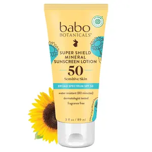Sheer Mineral Sunscreen Lotion SPF 50 with 100% Mineral Active Ingredients for Babies Kids Extra Sensitive Skin Lightweight Water Resistant Fragrance Free Unscented 3 Fl Oz