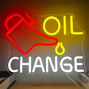 Oil Change Neon Sign, Garage Neon Sign, Car Garage LED Sign, Auto Repair Wall Decor Neon Light, Dimmable Neon Lamp, Ideal Gift for Repair Shops, Garages & Workshops