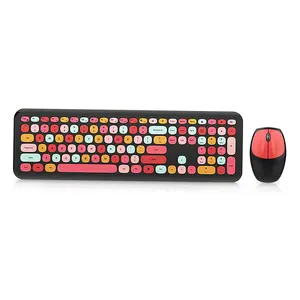 Mofii 666 Keyboard Mouse Combo Wireless 2.4G 110 Key Set with Round Punk Keycaps for Girls Purple Ergonomic Design 10M Stable Connection