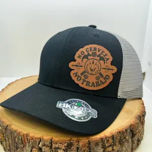 No Cerveza No Trabajo - Funny SnapBack Trucker Hat - custom leather patch