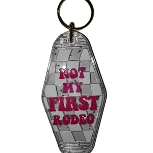 Acrylic Keychain with Vinyl Sticker - "NOT MY FIRST RODEO" Design, Keyring Attachment, Clear Acrylic Material