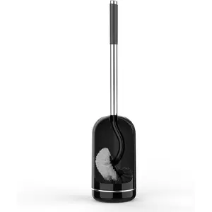 SetSail Toilet Brush and Holder Set, Compact Size Curved Toilet Bowl Brush for Bathroom Deep Cleaning with Stainless Steel Handle Toilet Cleaner Brush, Black
