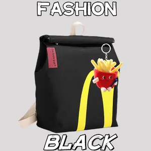 Funny Canvas Backpack Mcdonald Novelty Unique Laptop College for Women Men Leisure with Pendant Black Bag