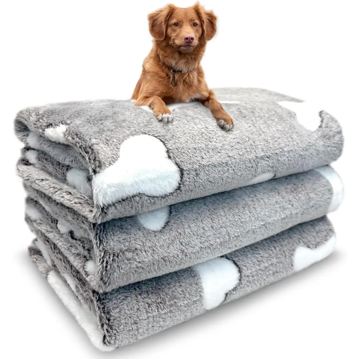 Dog Blankets for Medium Large Dogs Washable, 3 Pack Pet Blanket Washable 41" x 31", Fuzzy Soft Puppy Blanket Throw Cover for Kennel Crate Bed, Blanket for Dogs, Pet Blankets for Dogs Winter