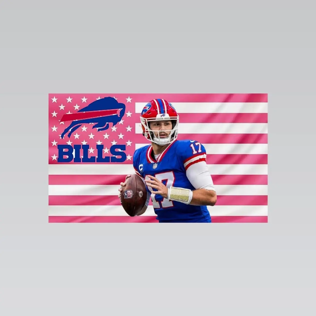 Josh Allen Pink American Flag Tapestry – NFL Football Wall Art Decor | Sports Fan Room Flag | Aesthetic Pink Sports Decor