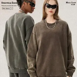 Mall Lady Vintage Acid-Wash Olive Green Men's Oversized Hoodie - Relaxed Fit Streetwear Pullover with Front Pockets, Machine Washable Couples Sweatshirt, Everyday Comfort, Hooded Sweatshirt(Sheets)