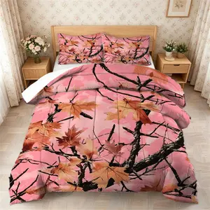 2/3 Pcs This Best‑Selling Forest‑Style Camouflage Bedding Set and Exclusive, High‑End Maple Leaf Camouflage Comforter Set Are Soft, Warm, Skin‑Friendly, and Breathable—Making Them the Perfect Choice for Home Decor and Holiday Gifts