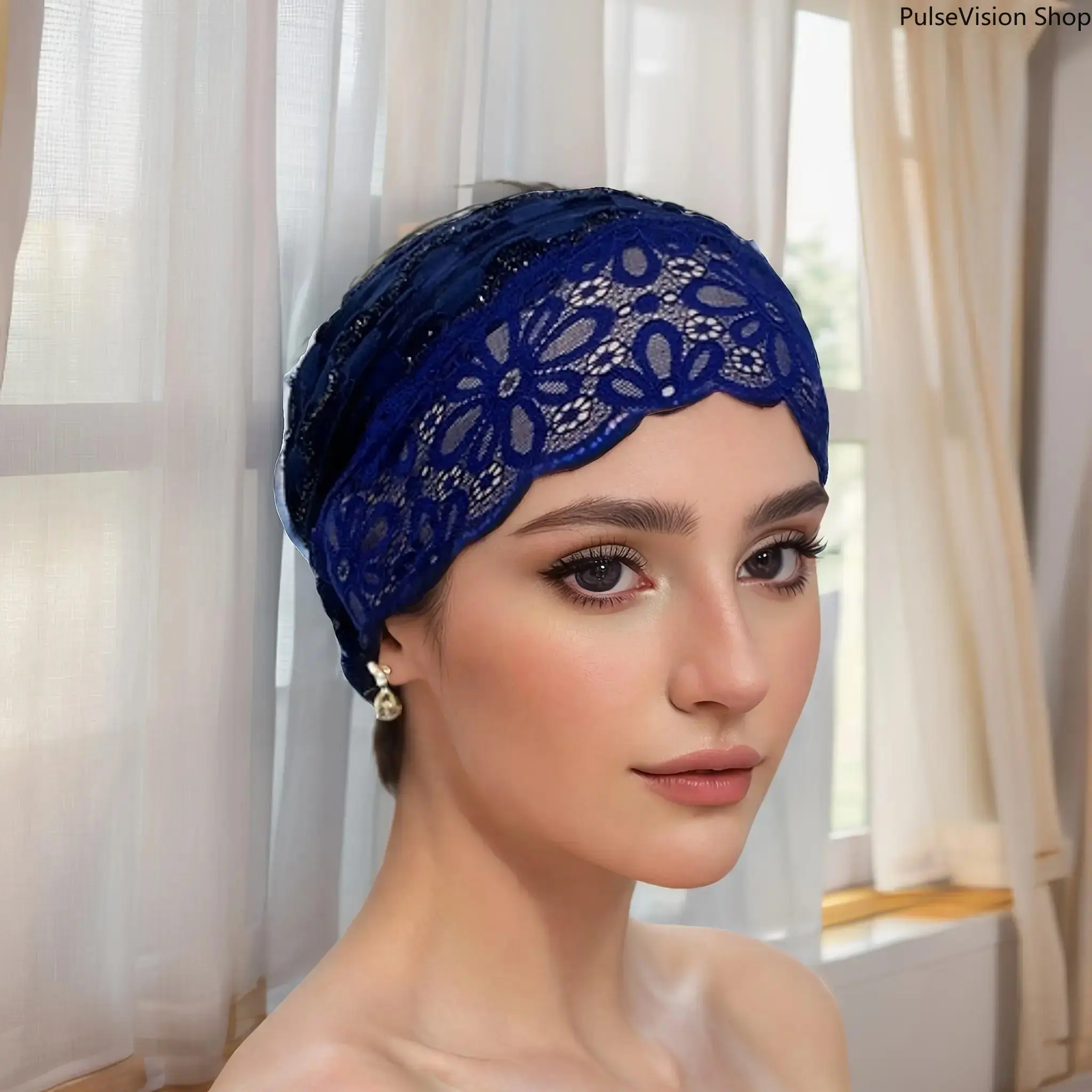 Women's Elegant Lace-Trim Plain Hijab Shawl - Soft Sheer Polyester Funky Fashion Headscarf for Christmas, Engagement, Anniversary Daily & Formal Wear