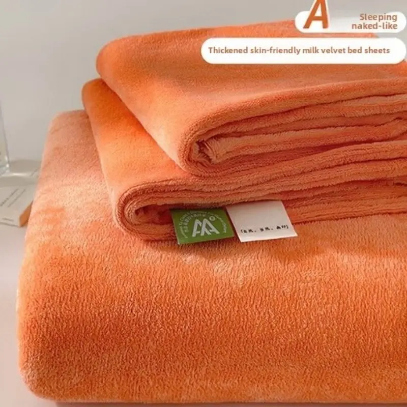 1pc Milk Velvet Bed Sheet Set, Coral Fleece Flannel Thick Warm Winter Dorm Single Person Blanket No Pillowcase No Quilt Cover