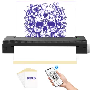 NDYIN D80 Bluetooth Wireless Tattoo Stencil Printer-Wireless Portable Thermal Transfer Machine with 10 Transfer Papers, Compatible with Smartphone, Tablet & PC