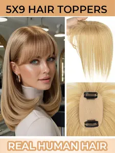 Real Hair Wig Clips, Straight Lace Base Design, Comfortable & Easy Wear, Suitable for Baldness, Thin Hair, Ponytail or Bun Styles, Hairline Topper
