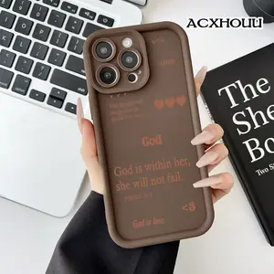 Soft Case for iPhone 16 E Pro Max 15 Plus 14 13 12 11 XS XR God & Love Quotes Printed TPU Rubber Full Lens Guard Protective Cover
