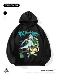Rick and Morty Graphic Prints Hoodie, Tops, Loose-Fitting Casual Sweatshirt, Breathable Home Wear, Perfect for Outdoor and Indoor Use