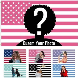 Custom Photo American Flag, Aesthetic Pink USA Banner, Personalized Picture Banner, Soft Girl Room Decor, Pastel Patriotic Wall Hanging, Custom Couples Flag Gift, Colorful Stars and Stripes