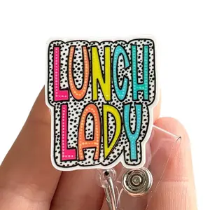 Glitter My Badge Lunch lady badge reel for nurse and hospital workers. Badge clip Badge pull - Retractable swivel clip with a 360 rotation. Great gift for coworker. Healthcare