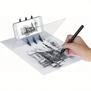 2025NewStyle 2 Pieces PVC Optical Drawing Board Kit with Image Reflection Lens and Adjustable Stand, Gift for Students (One Box of Two Plates 9 inch)