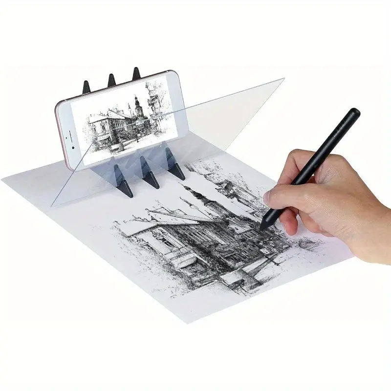 2025NewStyle 2 Pieces PVC Optical Drawing Board Kit with Image Reflection Lens and Adjustable Stand, Gift for Students (One Box of Two Plates 9 inch)
