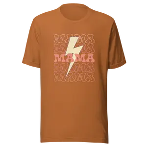 Women's Mama Lightning Retro Trendy Gift Motivational Quote Graphic Mother T-Shirt: Standard and Plus Size Tee