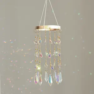 Crystal Sun Catcher, Window Suncatcher Hanging Wind Chime, 8cm wide Handmade Rainbow Maker Indoor Outdoor Decor for Window Bedroom Courtyard Garden, Bless Gift