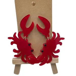 Quirky Crab Stud Earrings - Red Crab Design with Unique Charm and Appeal Funky Jewelry for Distinctive Style