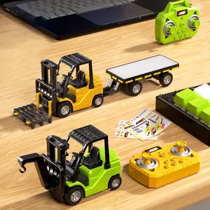 Mini Remote Control Truck Forklift 1/64 Alloy Diecast With Trailer APP Control Desktop Cars For Boys Liftable Electric Truck Remote Control Forklifts For Kid Gifts, Birthday Gifts, Christmas Gifts
