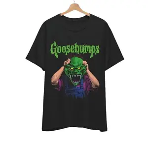 Goosebumps Horror Graphic T-Shirt – Vintage Scary Mask Monster Tee, Retro 90s Inspired Creepy Streetwear Top for Fans of Classic Horror Style, Halloween Shirt