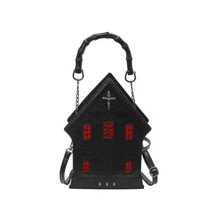 Women's Gothic Style Castle Design Crossbody Bag, Creative European and American Castle Design Niche Design House Handbag, Personalized Willow Nail Cross Women's Shoulder Crossbody Bag
