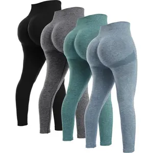 4 Piece Butt Lifting Workout Leggings for Women, Seamless Gym Scrunch Booty Lifting Sets