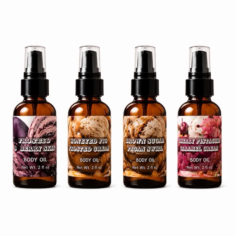 Vibrant Vapours 1oz (30ml) Hydrating Body Oil | Ice Cream-Inspired Fragrance | Scented Body Oil for Layering