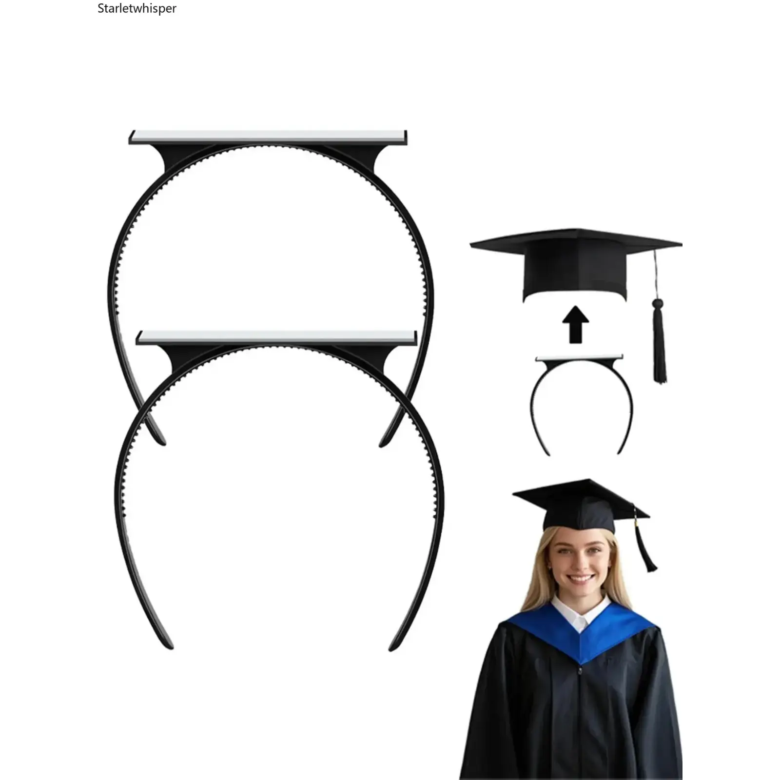Graduation Cap Hair Pin & Headband Set for Graduates, Secure Cap Holder & Hair Styling Accessory, Decorative Interior Design Hairpiece Perfect for Graduation Day & Gifting