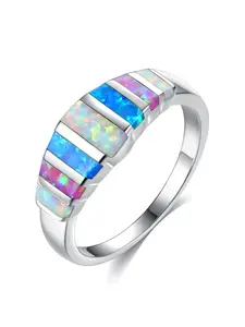 Boho Stackable Statement Ring Unique Colorful Jewelry,Colorful Fire Opal Wedding Ring for Women Fashionable Jewelry Gift