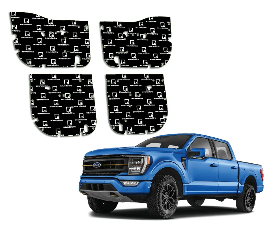 SoundSkins | 2021+ F-150 Compatible 4-Door Sound Deadening Vehicle Specific Kit | SSK-F1504DRV3 | 3 Layers (Acoustic Foam, Foil, Rubber Butyl), 30 sq ft