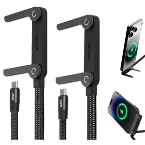 Invisible Stand Charger  240w  Charger with Stand 2-in-1  Stand  Type-C and USB Easy Conversion for Working and  (Type C to Type C) 2PACK