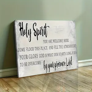 Wrapped Canvas Rustic Inset Wooden Art Canvas Posters, Large Modern Holy Spirit Inspirational Quote Print Vibrant, Uplifting, And Contemporary Poster for Living Room Wall Decor Premium Quality Perfect Home