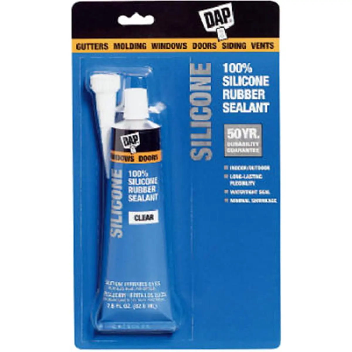 DAP 00683 2.8 oz. 100% Silicone Rubber Flexible Sealant - White, Adhesives, Multipurpose Bond Seal, Waterproof Caulking